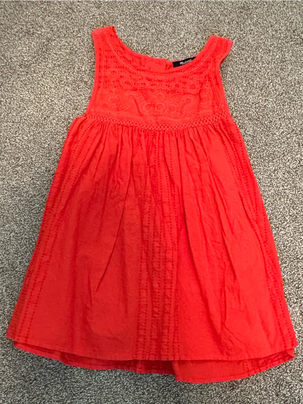 Madewell Embroidered Swing Tank Top Tropical Coral Size 6